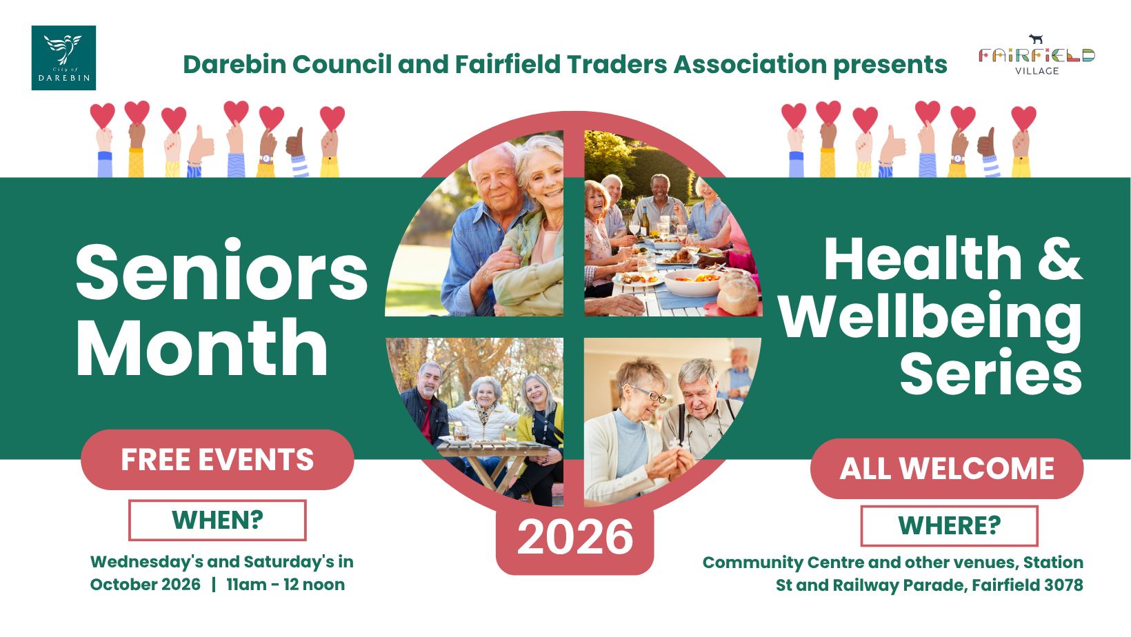 Darebin Council and Fairfield Traders Association present Seniors Month Health and Wellbeing Series, October 2026